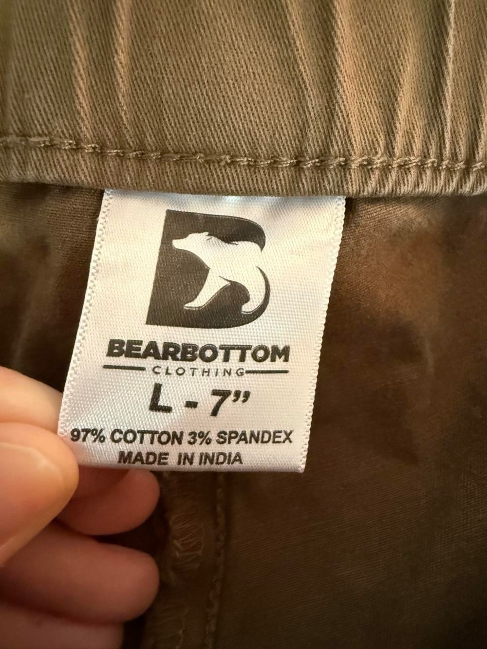 Bearbottom Men's Brown Stretch Shorts Size Large 7" Inseam Khaki Academia Preppy - Picture 3 of 5